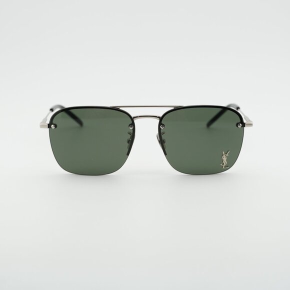 Saint Laurent SL309M 002 Sunglasses Silver Aviator Frame, Grey Lenses main image 3